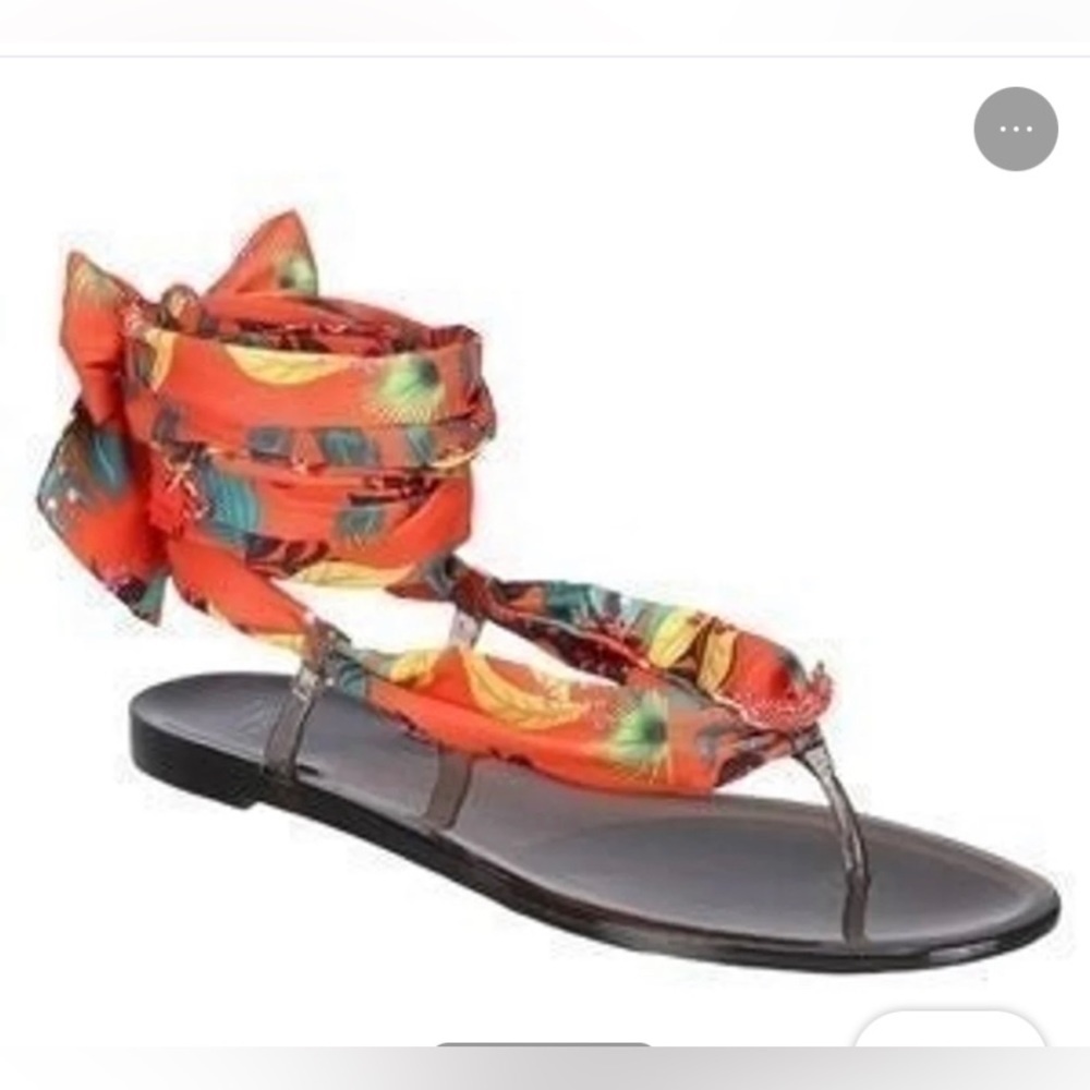 INC Malana Chili Pepper Crystal Ribbon Wrap Sandal